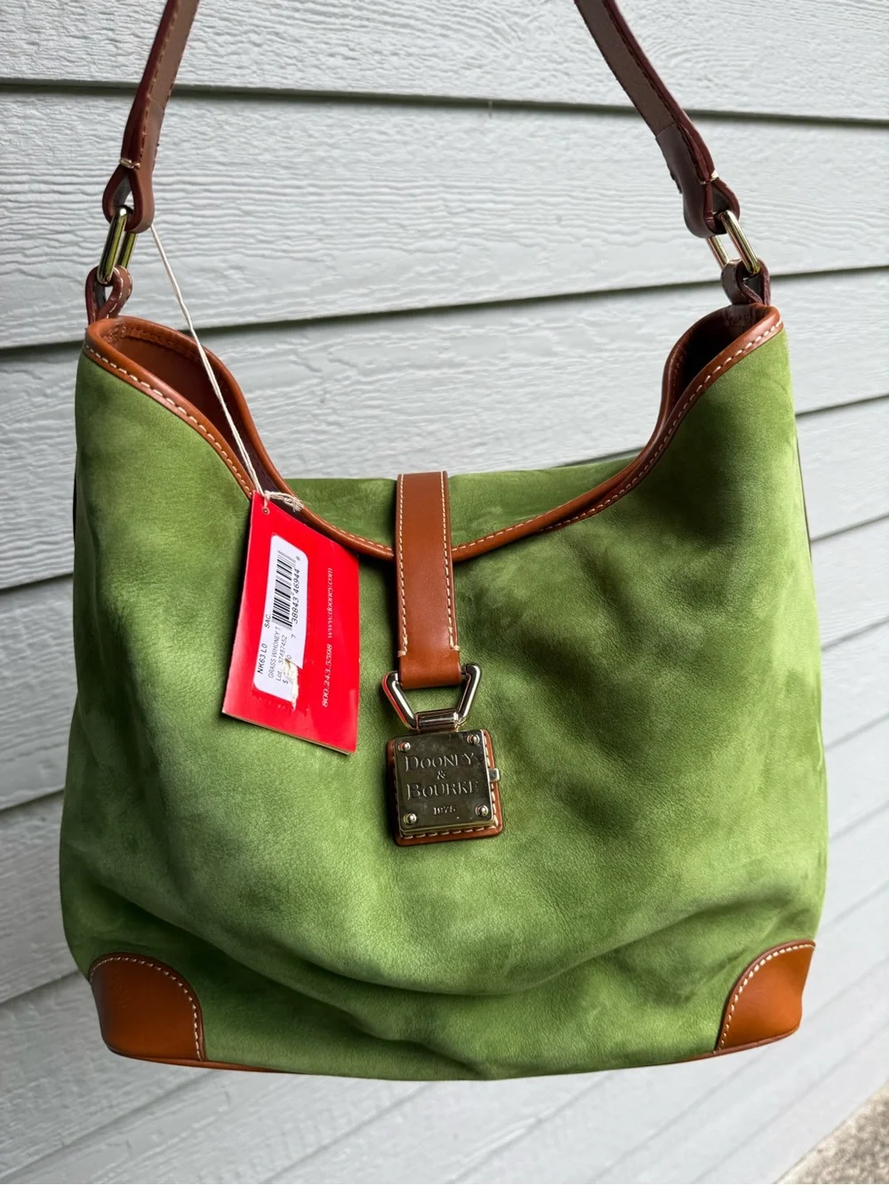 NWT Dooney & Bourke Green Suede Sac Shoulder Bag RARE $345 - Picture 6 of 9